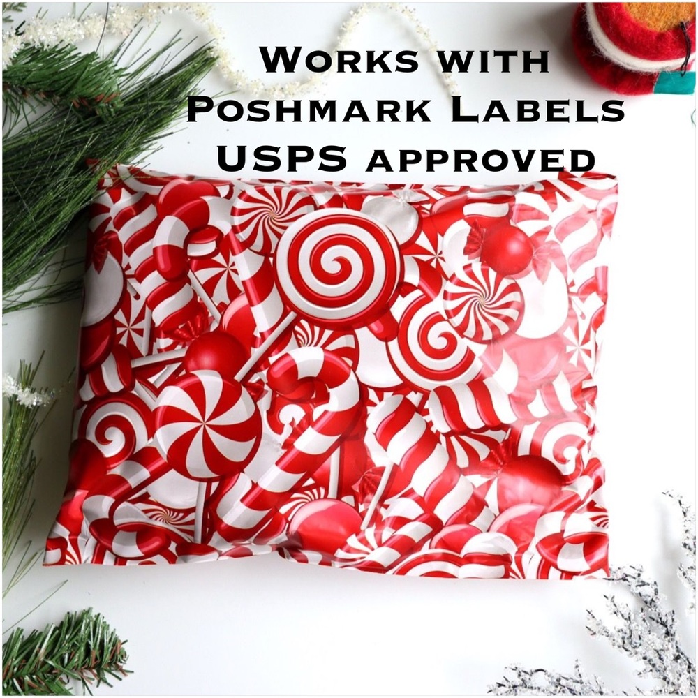 25 10X13 Poly Mailers Candy Cane, Envelopes - Picture 4 of 7